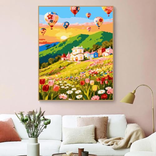 ZRIZQ Paint by Numbers Kit for Adults Beginners Mountain,Landscape DIY Painting Set,Relaxing Creative Craft Activity,16x20 Inch - color: 16"X20"Rolled Canvas-Landscape 18