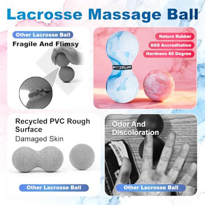 FITZELAR Massage Lacrosse Balls for Myofascial Release, Quality Certification, Massage Deep Tissue for Back and Shoulder, Trigger Point Therapy, Muscle Knots, Relieving Muscle Pain (2Blue) - color: 2blue