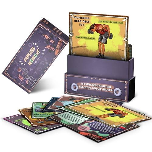 OrangeX Lenticular Workout Cards – Holographic Animated Exercise Guide for 6 Major Muscle Groups, with Tips, Challenges & Beginner-Friendly Weight Training Breakdown