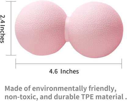 Double Lacrosse & Micro-Elastic Peanut Massage Ball - Myofascial Release Tool for Muscle, Back, Foot, and Physical Therapy, Mobility Roller for Acupressure and Relaxation (Pink) - color: Pink