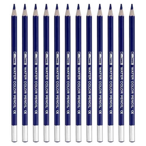 PATIKIL Watercolor Pencil, 12Pcs Water Soluble Pencils for Blending, Coloring, Sketch Drawing, Painting, Dark Blue - color: Dark Blue