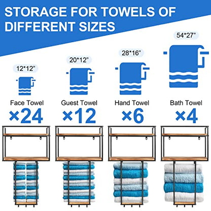 MOUGIGI Towel Rack Wall Mounted - Space-Saving Design for Small Bathrooms | Versatile Organizer for Towels, Blankets, and More - Ideal for RVs and Hotels