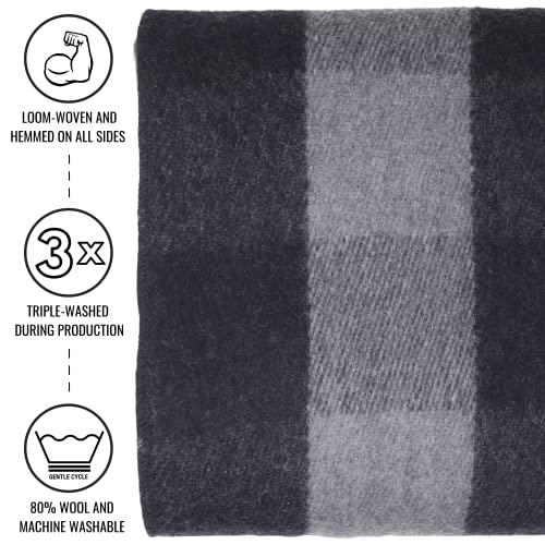 Arcturus Military Wool Blanket - Warm, Thick, Washable - Great for Outdoors, Camping, Stadium Blanket, Picnics, Travel - Car & Bushcraft Survival Kits - color: Gray Buffalo, size: Twin