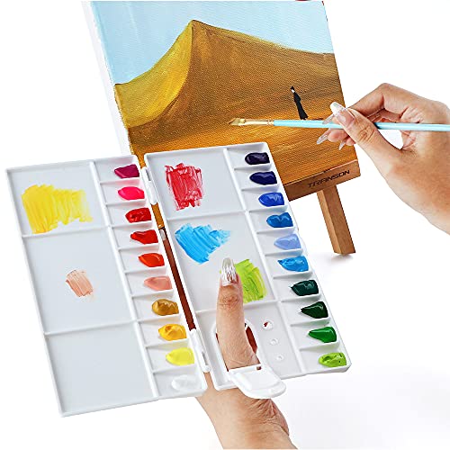 Transon 25wells Compact Paint Palette Box with Lid for Paint Color Mixing - size: 25 Wells