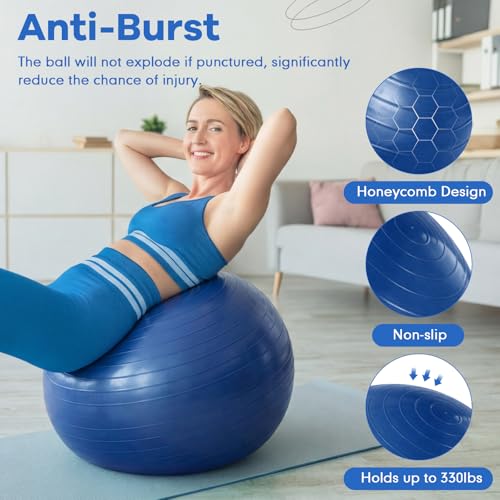 Leyndo 4 Pcs 26 Inch Yoga Exercise Ball Pilates - color: Blue Gray Set