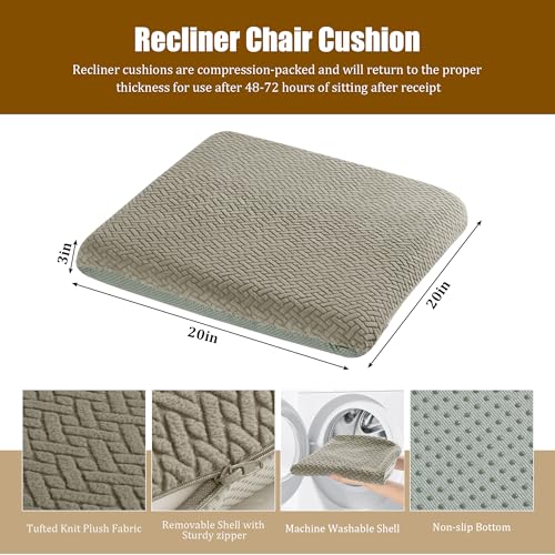 HOMBYS Tufted Furry Recliner Seat Cushion for Elderly Foam Curved Edge Large Square Seat Cushion for Recliner Chair, Floor Pillow, Office Chair, Car, No Pressure on Thighs(Coffee) - color: Coffee Color, size: 20*20*3in