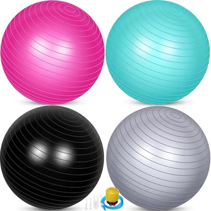 Leyndo 4 Pcs 26 Inch Yoga Exercise Ball Pilates - color: Black Green Pink Gray