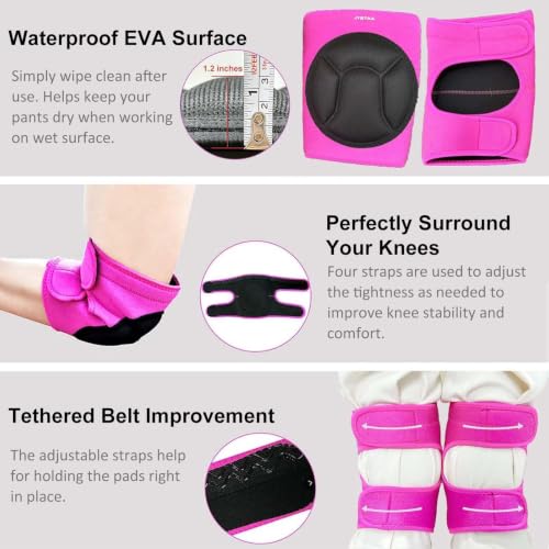 Plus Size Knee Pads for Women Cleaning, Adjustable EVA Foam, Pink XL,1 Pair - color: Pink, size: X-Large