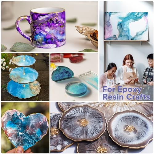 CHEAPART Alcohol Ink Set 24 Vibrant Colors(Each 0.35oz), Paint Resin Dye | Concentrated Fast Drying Pigment, Alcohol-Based Resin Ink for Epoxy Art Tumblers Coasters Acrylic Fluid Painting Crafts - size: 24 PCS