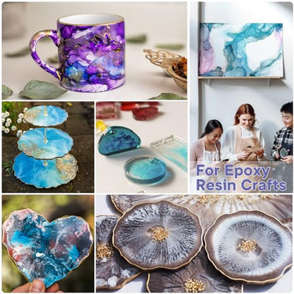 CHEAPART Alcohol Ink Set 24 Vibrant Colors(Each 0.35oz), Paint Resin Dye | Concentrated Fast Drying Pigment, Alcohol-Based Resin Ink for Epoxy Art Tumblers Coasters Acrylic Fluid Painting Crafts - size: 24 PCS