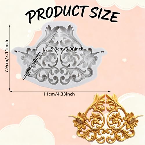 Baroque Relief Polymer Clay Mold Relief Flower Silicone Molds | DIY Craft Epoxy Resin Casting Polymer Clay Tools Crafts Air Dry Jewelry Making - color: Style L