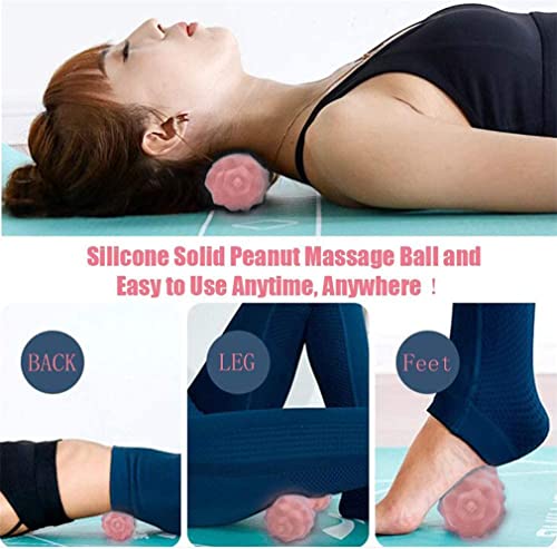 Massage Ball Set, Peanut Massage Ball Double Lacrosse Massage Roller Balls, Acupoint Myofascial Release Muscle Knot Ball, Deep Tissue Trigger Point Therapy Massage Tool for Back Neck Shoulder (Pink) - color: Pink