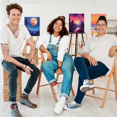 Zhanmai 88 Pcs 8 x 10 Inch Pre Drawn Canvas for Painting Kit Pre Stretched Canvas for Sip and Paint Party Favor Coloring DIY Virtual Party Birthday Gifts Adult's Date Night(Oil Painted Landscape) - style: Oil Painted Landscape