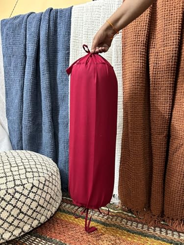 16x6 Inch White Cotton Bolster Cover – Pack of 2| Round Neck Roll Pillow Cover | Soft, Durable & Machine Washable (Burgundy) - color: Burgundy, size: 16" x 6" (Pack of 2)