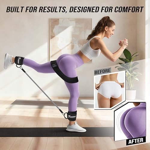 WOQQW Ankle Resistance Bands with Cuffs & Booty Bands Set for Legs & Glutes - color: Black