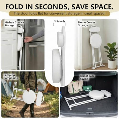 Folding Bar Stool,24" Portable High Counter Foldable Stool Chair - color: White