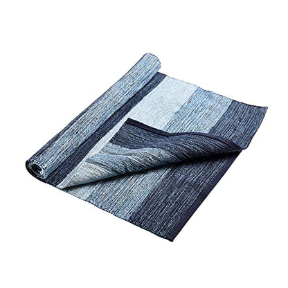 Hugger Mugger Cotton Yoga Rug - Absorbent, Grippy Tight Weave, Ashtanga and Hot Yoga Rug, Helps with Slippery Hands and Feet - color: Indigo Dreams