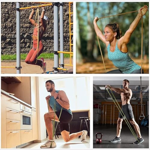 VEICK Pull Up Assist Resistance Bands for Home Gym | 100% Natural Latex, Non Slip Leather Texture, Space Saving, Full Body Training for Men Women - color: Colorful Set of 5 + Hand Grip Pads