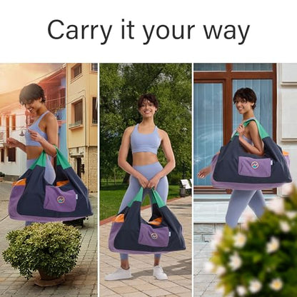 JoYnWell Yoga Bags and Carriers Fits All Your Stuff, Extra Large Yoga Mat Bag Full Zip Yoga Mat Bag with 3 Zipper pockets - color: Black-Multicolor