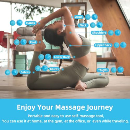 Massage Ball Set, Spiky Ball & Lacrosse Ball for Body Massage, Muscle Relief, Deep Tissue, Myofascial Release, Massager for Neck, Shoulder, Back, Foot or Muscle Tension (Blue) | Muscle Relief, Deep Tissue, Myofascial Release, Massager for Neck, Shoulder,