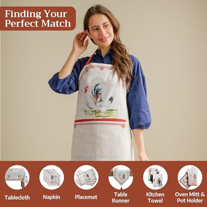 Maison d' Hermine Aprons for women with Pocket 100% Cotton (27.50"x31.50") | Adjustable Neck Strap & long ties Apron Men Chef Wedding Cooking Gardening Server Maid - color: 027 - Campagne
