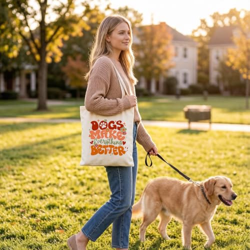 Canvas Bag for Women Grocery Shopping Travel Gym Weekender Vacation Womens Work Tote Bag Gifts - color: Dogs