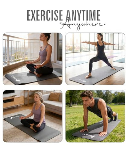 ROMIX Yoga Mat Thick 10Mm, Non-Slip Exercise Mat, 72 X 24 In, NBR - color: Gray
