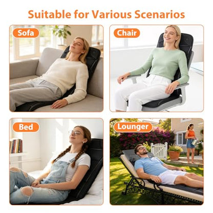 Vibration Massage Mat with Heat – Full Body Electric Massager Mattress Pad, 10 Motors, 9 Modes, 9 Intensities, 3 Heating Levels, 3 Timer Settings, Storage Bag, Earplugs, for Neck Back Waist Hips Legs - size: 57.8x19.7x1.2 in