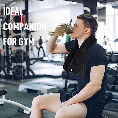 SINLAND Microfiber Gym Towels, Workout Sweat Towel 16x32In - color: Blackx6