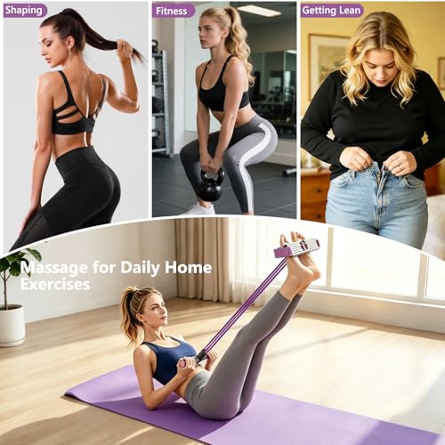 Pedal Resistance Band with Handle,4/6/8 Resistance Levels Elastic Pull Rope, Portable Fitness Bands for Leg Butt Training, Home Gym, Yoga, Pilates - size: 4 Levels（Purple ）