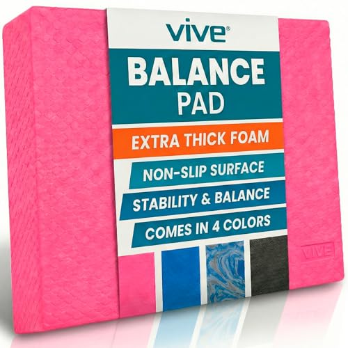 Vive Balance Pad - Foam Large Yoga Mat Trainer for Physical Therapy, Stability Workout, Knee and Ankle Exercise, Strength Training, Rehab - Chair Cushion for Adults, Kids, and Travel - color: Zen Pink
