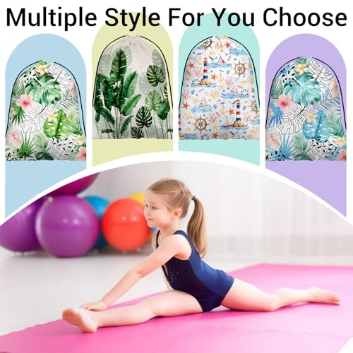 Botanical Gymnastics Grip Bag Tropical Plants Small Drawstring Gym Bag for Yoga - color: Tropical Leaf Green, size: 12"(H)*9.25"(W)