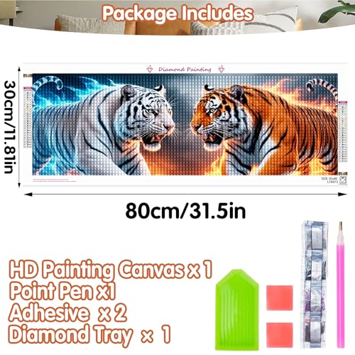 SKRYUIE 5D Large Diamond Painting Kits Tiger - DIY Diamond Art Kits for Adults Animal, Full Round Drill - Crystal Embroidery Cross Stitch - Craft for Wall & Office Decor - 12x30 inch / 30x80 cm B4 - color: colorful-10