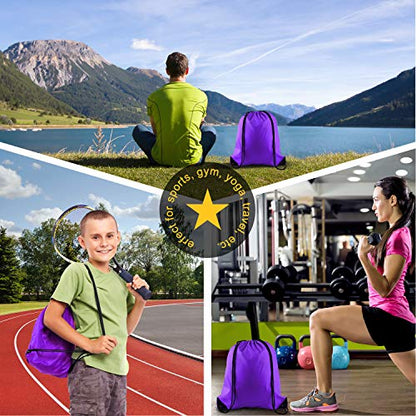 KUUQA 12 Pcs Drawstring Backpack Bags, Purple - color: Purple