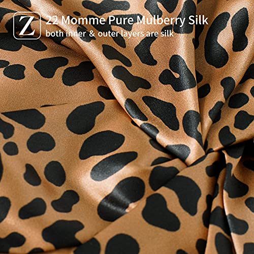 ZIMASILK 22 Momme 100% Pure Silk Bonnet for Sleeping, Leopard Black/Golden - color: Leopard-black/Golden