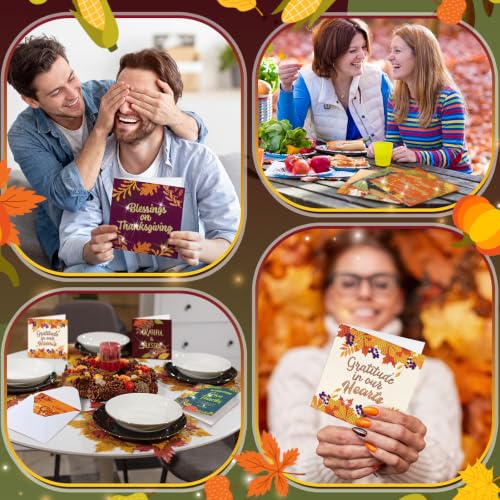 Saillong 12 Pack Fall Thanks Diamond Painting Greeting Card Kits DIY Thanksgiving Diamond Art Cards with Envelope Maple Leaves 5D Rhinestones Paint Card for Adults DIY Crafts Family Friend Autumn Gift - color: Thanksgiving