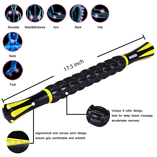 Idson Muscle Roller Stick for Athletes- Body Massage Sticks Tools-Muscle Roller Massager for Relief Muscle Soreness,Cramping and Tightness,Help Legs and Back Recovery,Black Yellow - color: Black Yellow