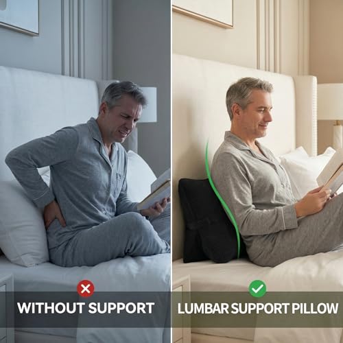 Pat. Pend. Corduroy Lumbar Support Pillow for Sitting, Triangle Cushion for Sofa, Couch or Bed, Reading Pillow for Gaming, Watching TV & Relaxing, Lamp Black - color: Lamp Black