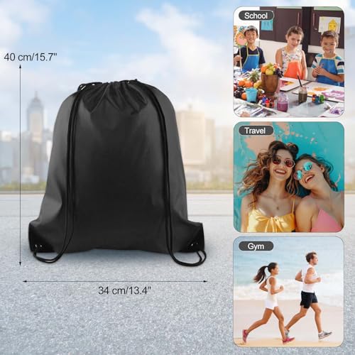 KUUQA 12 Pcs Drawstring Backpack Bags, Black - color: Black