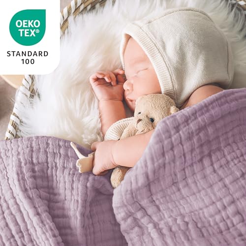 Love's cabin 100% Cotton Muslin Blanket, 6 Layer Lightweight Breathable Gauze Throw Blanket 50 x 60 Inches, Soft All Season Blanket for Couch, Bed, Sofa, Lavender - color: Lavender, size: Throw(50"x60")