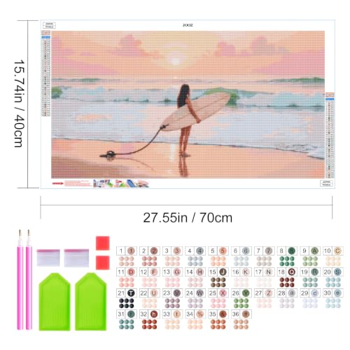 JOOZ Large Diamond Art Kits for Adults - 5D Sunset Beach Diamond Painting | Round Drill| Premium Canvas| Clear Symbols| Bright Colors| Fun and De-Stress| Gem Art| Home Wall Decor| Gift| 27.5x15.7 Inch - color: Sunset Beach 056