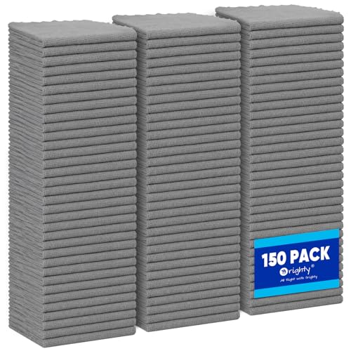 Orighty Microfiber Cleaning Cloth Bulk, 150 Pack Shop Towels 12x12in, Grey - color: Grey, size: 150 Pack