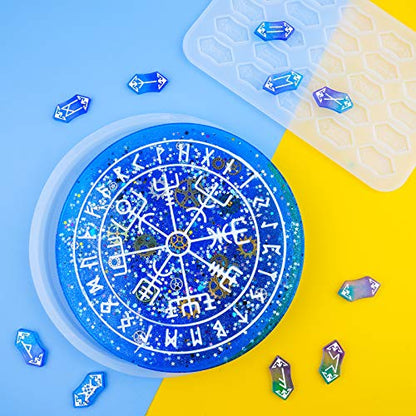 NiArt Rune Divination Resin Mold Kit - Dice, Cards, Compass for DIY Crafts | Premium Silicone Easy-Release Molds for Crafting Glossy Rune Jewelry and Decorations - style: Rune Divination - Sytle B
