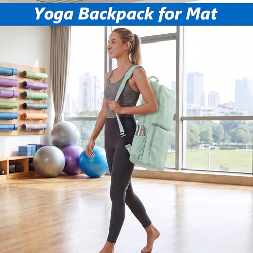 VISEMAN Yoga Mat Bag Carrier Waterproof Yoga Backpack with Multi Pockets, Lightweight Adjustable Yoga Bag for Mat, Yoga Blocks, Yoga Accessories - color: Cyan