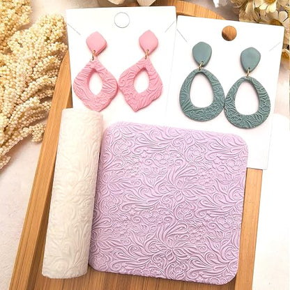 3Pcs Polymer Clay Texture Roller Work with Polymer Clay Cutters for DIY Earrings Jewelry Making Craft Supplies - color: 3Pcs ALL