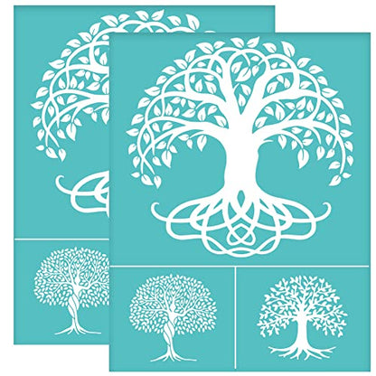 OLYCRAFT 2pcs 8.6x11 inch Tree of Life Silk Screen Printing Stencils Self-Adhesive Silk Screen Stencils Tree Screen Printing Stencils Reusable Mesh Transfers for Painting on Wood T-Shirts Bags - color: Tree of Life