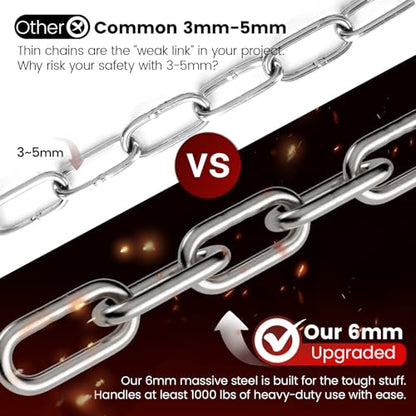 sprookber 67" Hanging Swing Chain,1000 lb Capacity,6 mm 304 Stainless Steel - color: Silver, size: 1 PACK 67inch