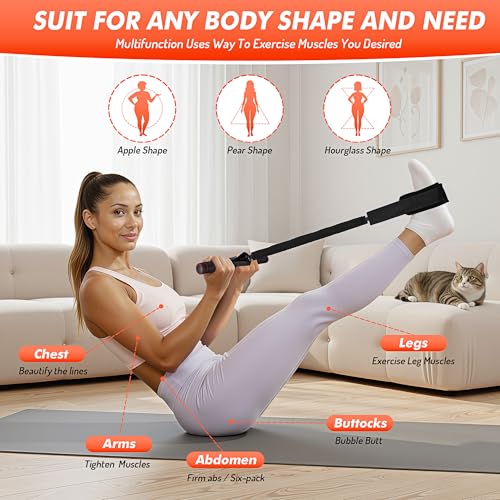 Pedal Resistance Band with Handle | Upgraded 55LBS Exercise Resistance Bands for Core, Abs, Legs, Glutes, Arms, Strength, Physical Therapy, Pilates, Sit Up Workout Equipment for Women Home Gym - color: 3black
