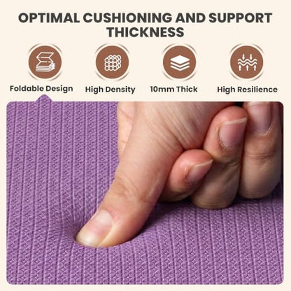 Stepwaver Foldable Fitness Yoga Mat, 0.4” (10 mm) Extra Thick -75” x 26” - color: Purple