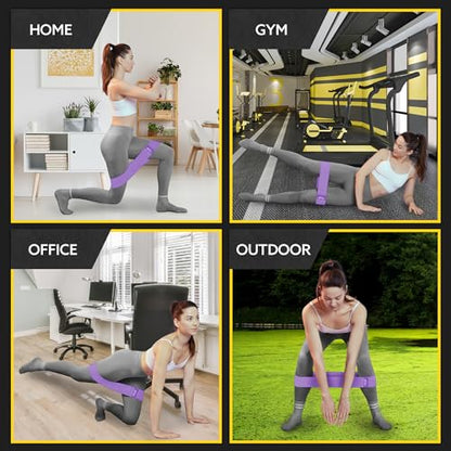 Fabric Resistance Bands for Working Out, 3-Pack for Legs and Glutes - color: Purple